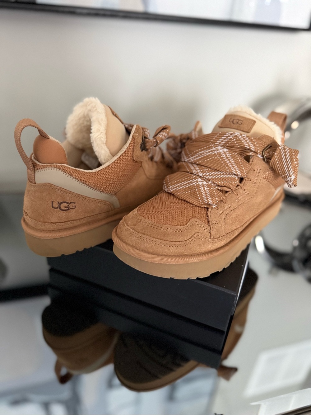 UGG Lowmel Suede Shearling-Lined Sneakers
